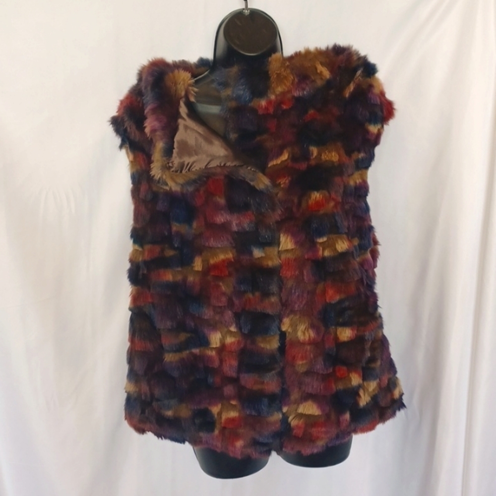 HOT & DELICIOUS Multicolor Faux Fur Vest. Feels very soft, silk lined